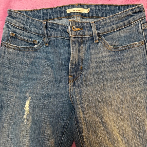 Levi's Red Label 711 Skinny Distressed Blue Jeans - Picture 4 of 6